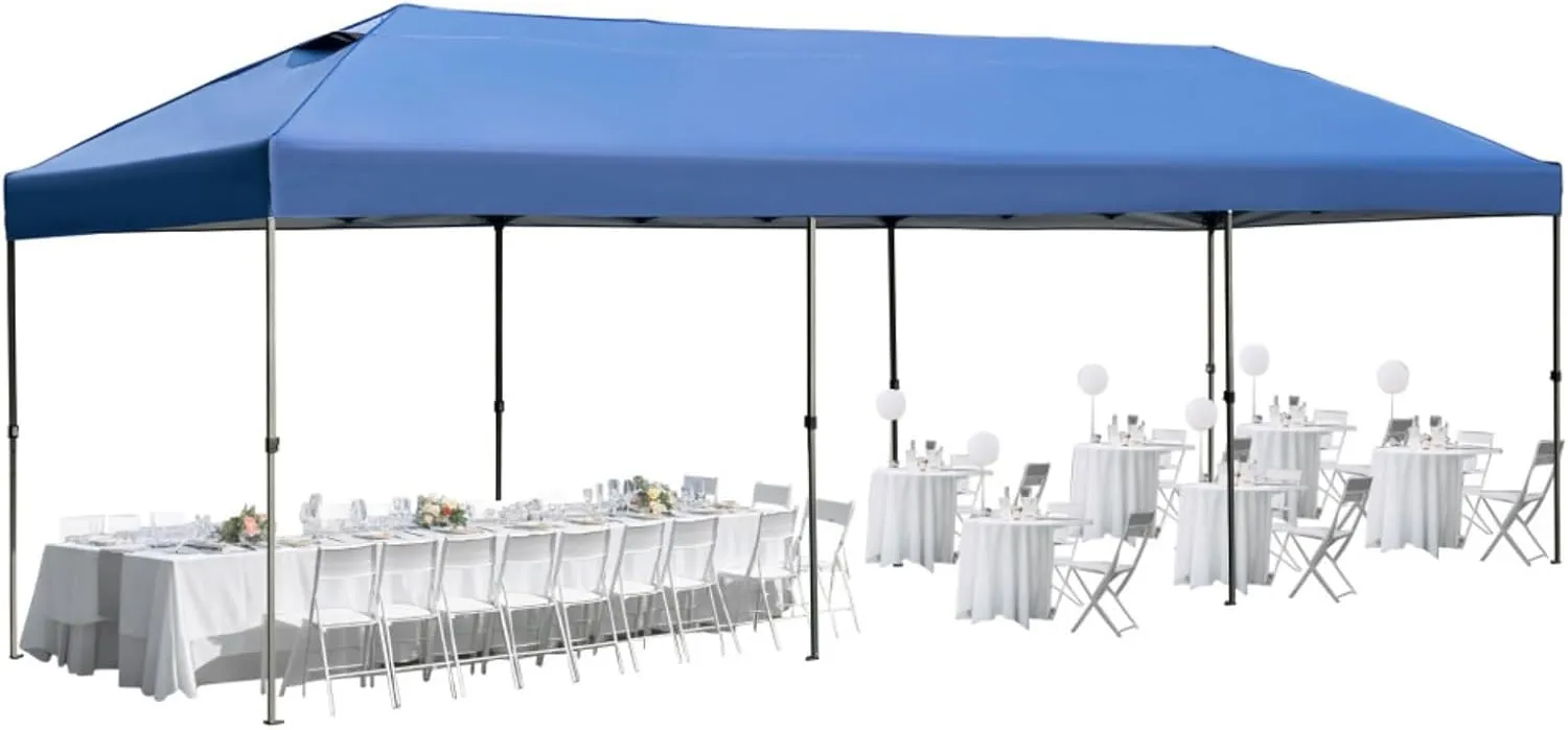 10x30 Pop Up Canopy with Sidewalls, Heavy Duty Outdoor Party Tent with Wheeled Bag, for Patio,Wedding, Backyard (Navy)