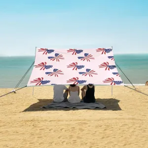 4th Of July Bow Pattern Beach Camping Tent Sun Shelter for Whole Family, Independence Day Beach Shade Canopy with UPF50  UV Protection,Easy Set Up and Carry,Outdoor Shade for Trips, Fishing, Bac