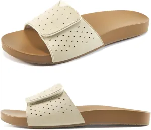 Ablanczoom Flat Sandals for Women Slides: Comfortable Slip on Adjustable Summer Beach Womens Slide Sandal