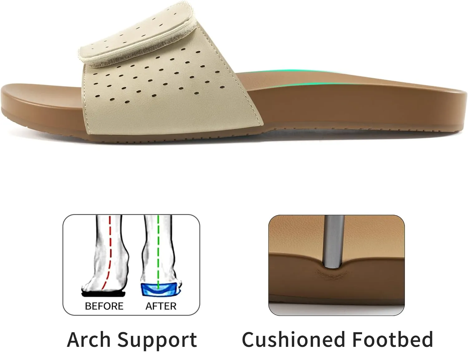 Ablanczoom Flat Sandals for Women Slides: Comfortable Slip on Adjustable Summer Beach Womens Slide Sandal