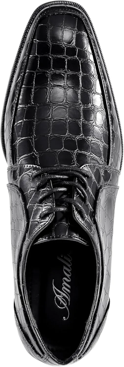 Amali Harvey Fashion Mens Dress Exotic Shoes Croco Lace up Oxford Formal Shoe for Men