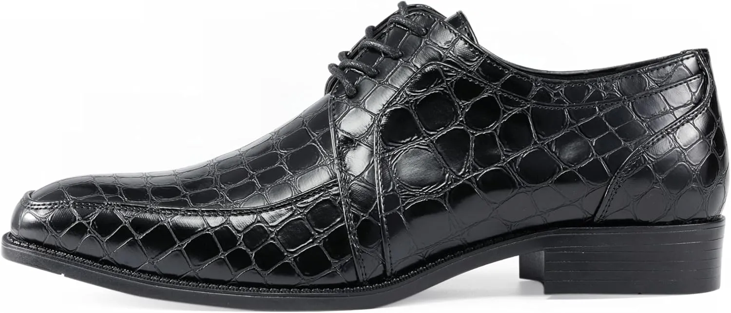 Amali Harvey Fashion Mens Dress Exotic Shoes Croco Lace up Oxford Formal Shoe for Men