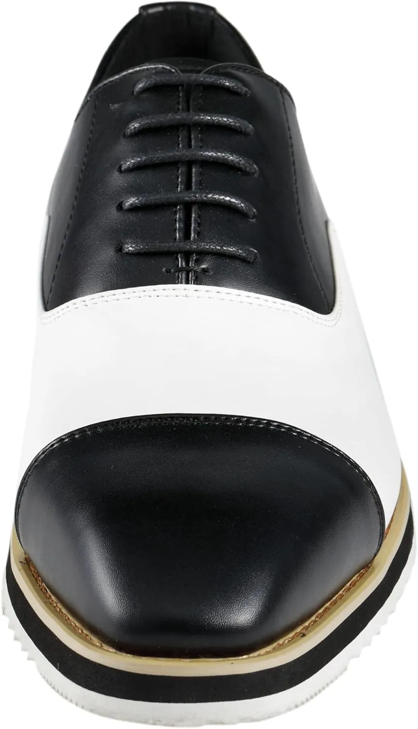 Amali Oxford Dress Shoes for Men with Textured Cap Toe, Men's Oxford Shoes Made from Premium PU Leather, Versatile Formal Footwear for All Occasions