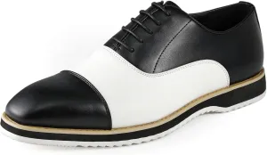 Amali Oxford Dress Shoes for Men with Textured Cap Toe, Men's Oxford Shoes Made from Premium PU Leather, Versatile Formal Footwear for All Occasions