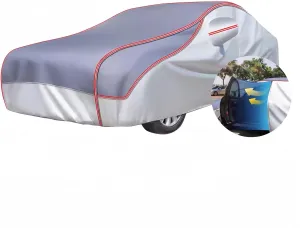 Anti-Hail Car Cover for Ligier JS50, Thickened Waterproof All Weather Customizable Full Cover Scratch Resistant UV Protection Car Tarpaulin with Reflective Strips(Gray)