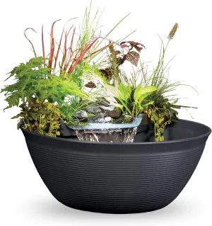 Aquascape Pond and Waterfall Kit AquaGarden Container Water Garden, Steel Gray