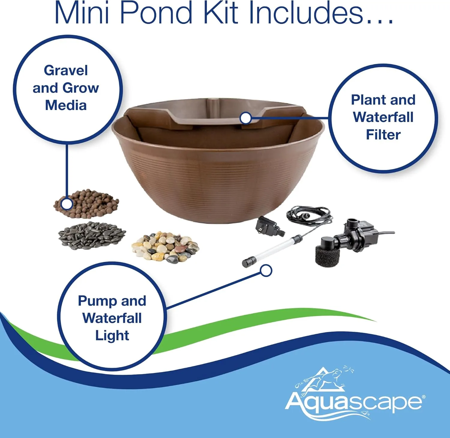Aquascape Pond and Waterfall Kit AquaGarden Container Water Garden, Steel Gray