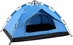 Automatic Pop Up Tent Family Camping Tent 2-3-4 Person Portable Tent Spring Type Fast Open Waterproof Windproof for Camping Hiking Mountaineering (Blue Width 1.5m) (Blue Width 1.5m)