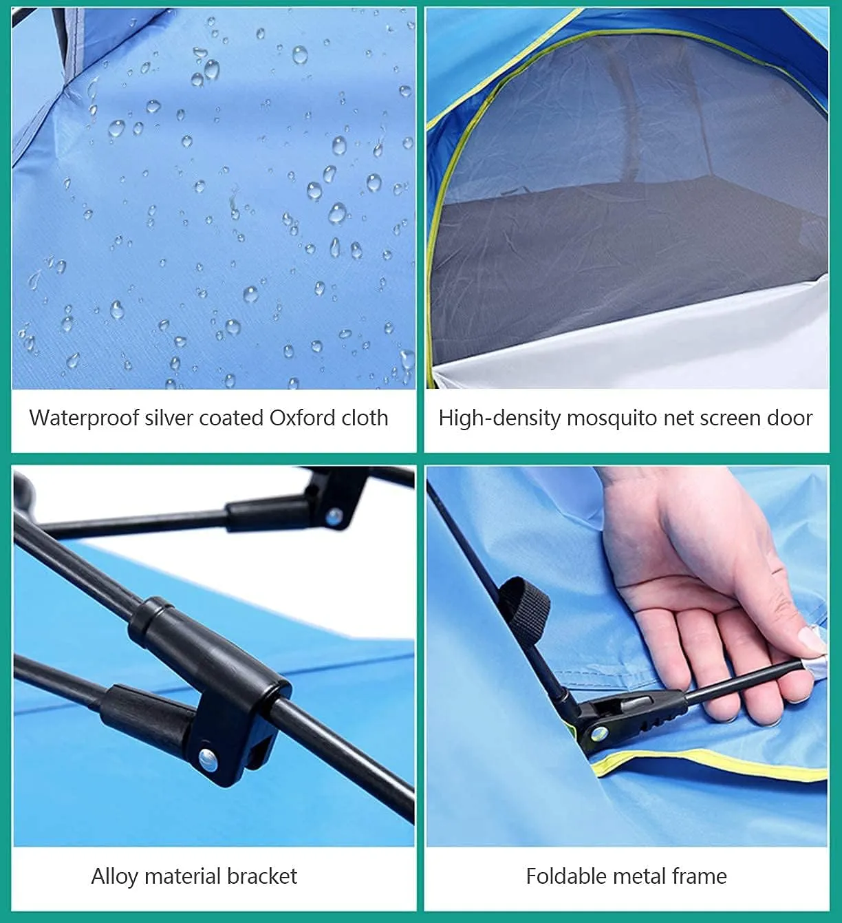 Automatic Pop Up Tent Family Camping Tent 2-3-4 Person Portable Tent Spring Type Fast Open Waterproof Windproof for Camping Hiking Mountaineering (Blue Width 1.5m) (Blue Width 1.5m)
