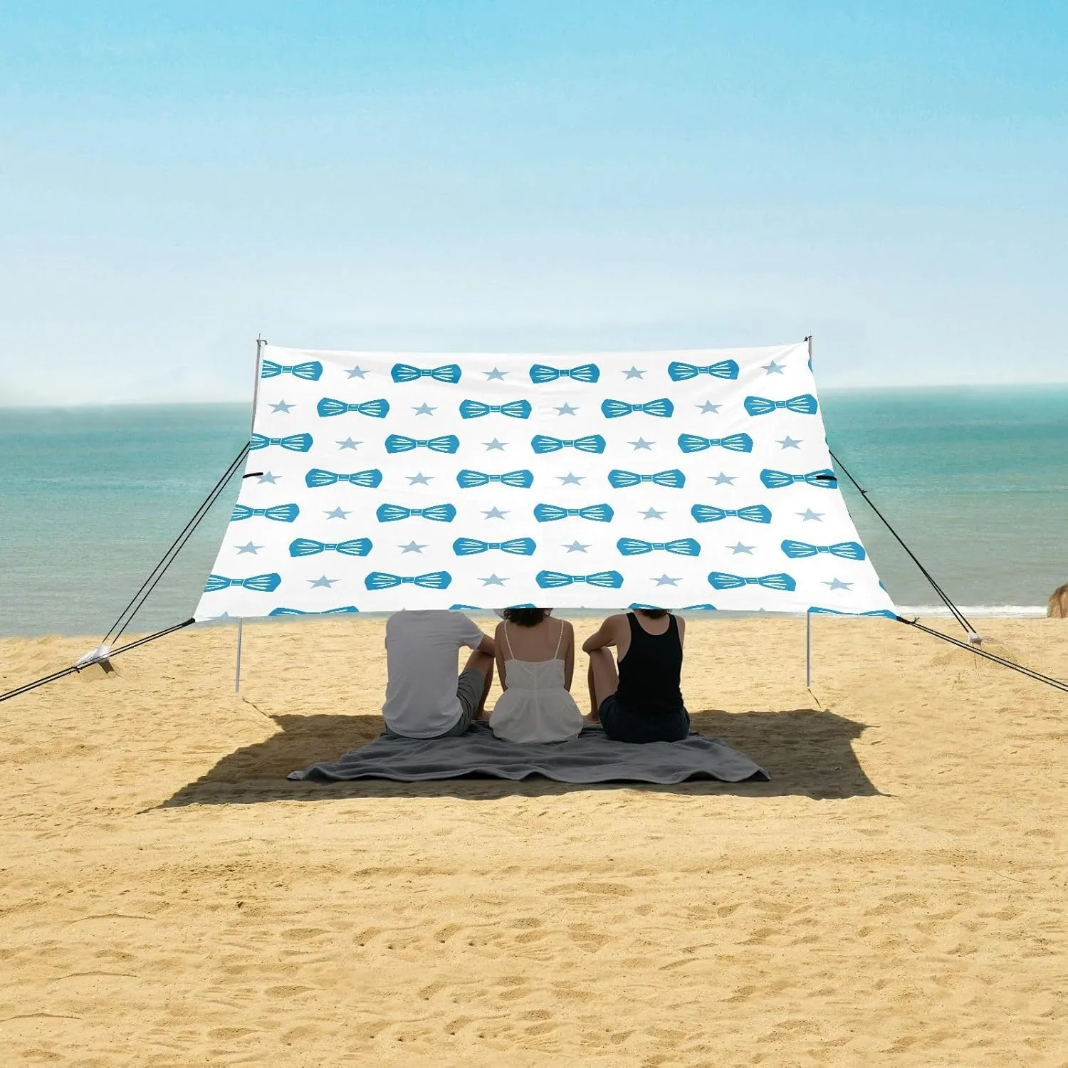 Beach Shade Tent with UPF50  UV Protection,Blue Bow Tie and Stars Lightweight Camping Sun Shelter for Outdoor,Camping Trips, Fishing, Backyard,Picnics,Easy Set Up and Carry 9x10.5 FT