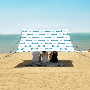 Beach Shade Tent with UPF50  UV Protection,Blue Bow Tie and Stars Lightweight Camping Sun Shelter for Outdoor,Camping Trips, Fishing, Backyard,Picnics,Easy Set Up and Carry 9x10.5 FT