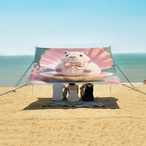 Beach Shade Tent with UPF50  UV Protection,Capybara in Pink Shell Lightweight Camping Sun Shelter for Outdoor,Camping Trips, Fishing, Backyard,Picnics,Easy Set Up and Carry 9x10.5 FT