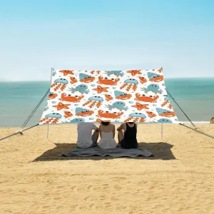Beach Shade Tent with UPF50  UV Protection,Cartoon Hermit Crab Jellyfish Lightweight Camping Sun Shelter for Outdoor,Camping Trips, Fishing, Backyard,Picnics,Easy Set Up and Carry 9x10.5 FT