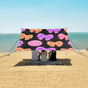 Beach Shade Tent with UPF50  UV Protection,Cute Fluorescent Bows Lightweight Camping Sun Shelter for Outdoor,Camping Trips, Fishing, Backyard,Picnics,Easy Set Up and Carry 9x10.5 FT