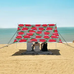 Beach Shade Tent with UPF50  UV Protection,Cute Strawberry Pattern Lightweight Camping Sun Shelter for Outdoor,Camping Trips, Fishing, Backyard,Picnics,Easy Set Up and Carry 9x10.5 FT