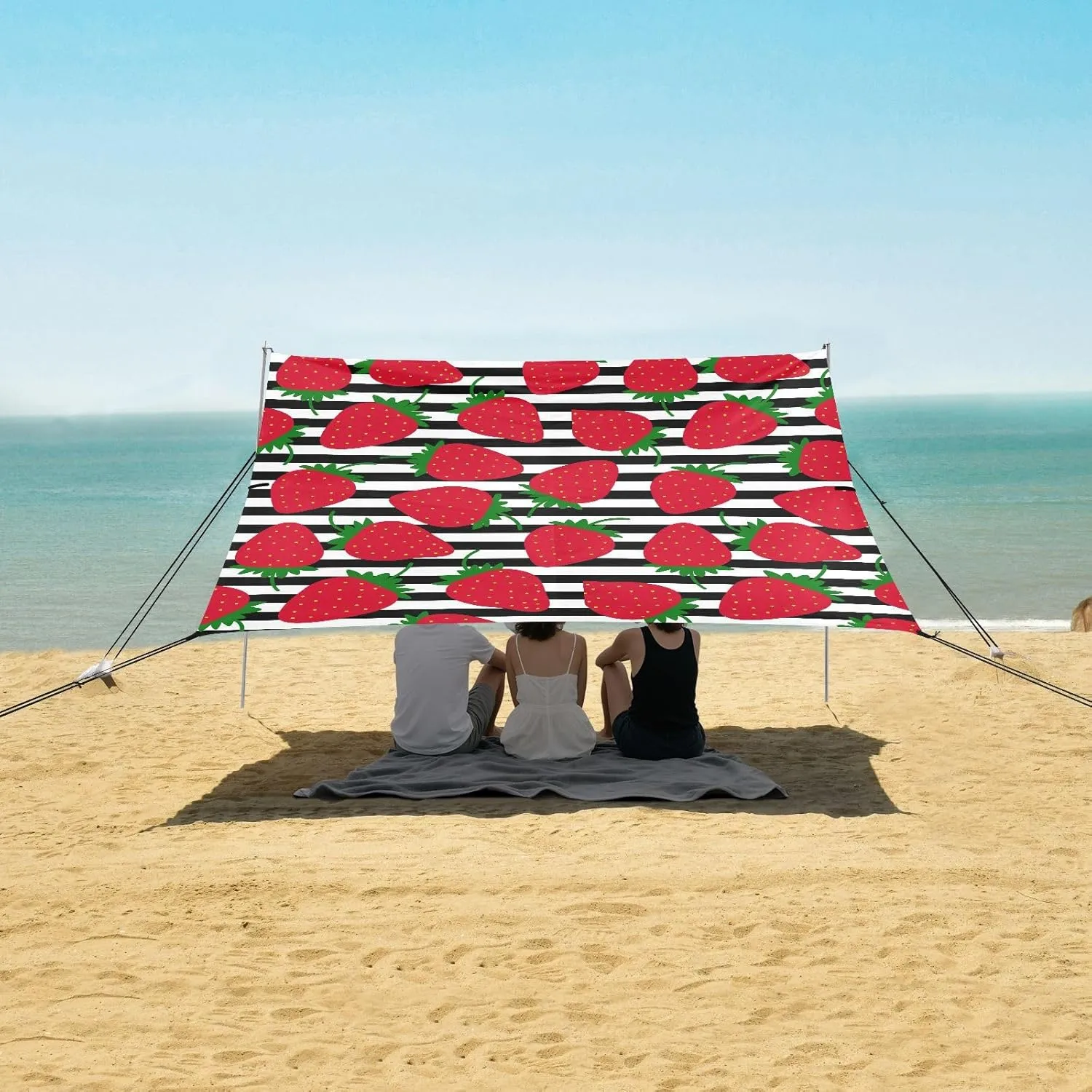 Beach Shade Tent with UPF50  UV Protection,Cute Strawberry Pattern Lightweight Camping Sun Shelter for Outdoor,Camping Trips, Fishing, Backyard,Picnics,Easy Set Up and Carry 9x10.5 FT