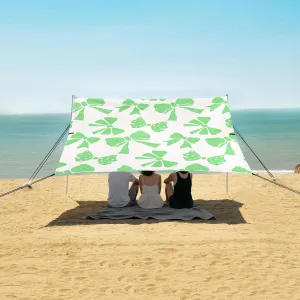 Beach Shade Tent with UPF50  UV Protection,Different Green Bows Pattern Lightweight Camping Sun Shelter for Outdoor,Camping Trips, Fishing, Backyard,Picnics,Easy Set Up and Carry 9x10.5 FT