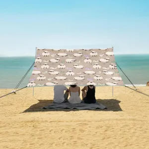 Beach Shade Tent with UPF50  UV Protection,Funny Cute Sheeps Lightweight Camping Sun Shelter for Outdoor,Camping Trips, Fishing, Backyard,Picnics,Easy Set Up and Carry 9x10.5 FT