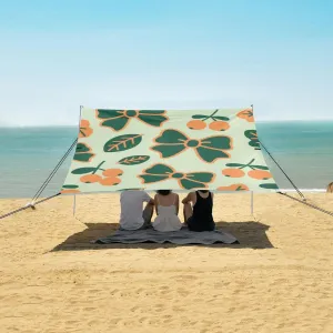 Beach Shade Tent with UPF50  UV Protection,Green Bows and Berry Lightweight Camping Sun Shelter for Outdoor,Camping Trips, Fishing, Backyard,Picnics,Easy Set Up and Carry 9x10.5 FT
