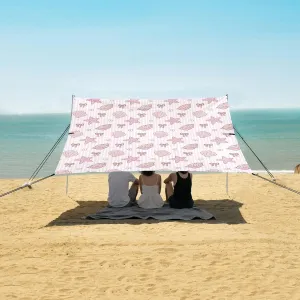 Beach Shade Tent with UPF50  UV Protection,Pink Coastal Seashell with Bows Lightweight Camping Sun Shelter for Outdoor,Camping Trips, Fishing, Backyard,Picnics,Easy Set Up and Carry 9x10.5 FT
