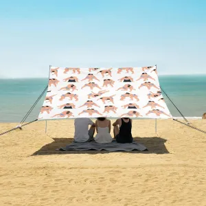Beach Shade Tent with UPF50  UV Protection,Sumo Wrestlers Pattern Lightweight Camping Sun Shelter for Outdoor,Camping Trips, Fishing, Backyard,Picnics,Easy Set Up and Carry 9x10.5 FT