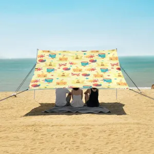 Beach Shade Tent with UPF50  UV Protection,Typical Summer Beach Theme Lightweight Camping Sun Shelter for Outdoor,Camping Trips, Fishing, Backyard,Picnics,Easy Set Up and Carry 9x10.5 FT