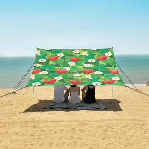 Beach Shade Tent with UPF50  UV Protection,Unique Hearts Strawberry Lightweight Camping Sun Shelter for Outdoor,Camping Trips, Fishing, Backyard,Picnics,Easy Set Up and Carry 9x10.5 FT