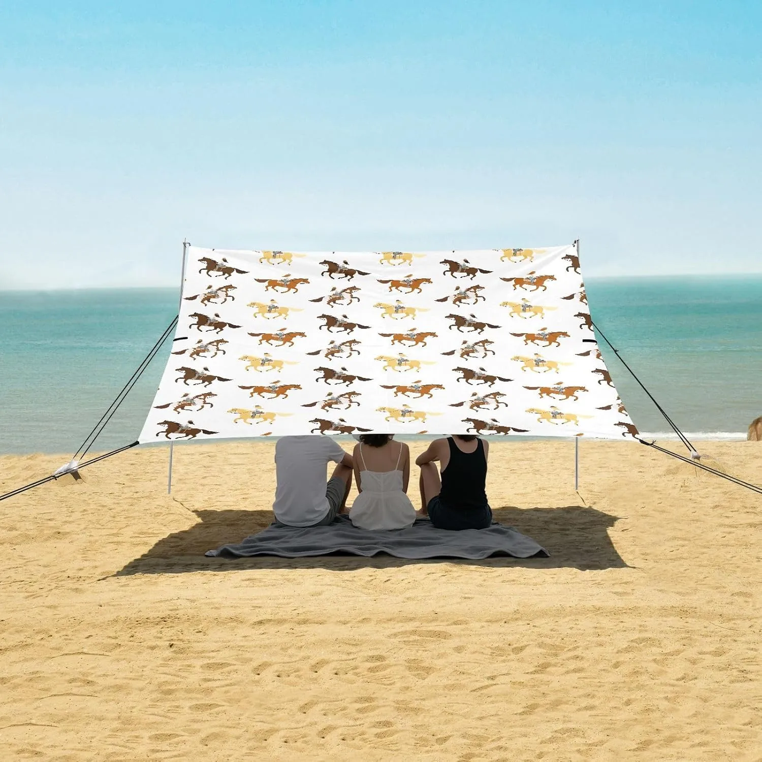 Beach Shade Tent with UPF50  UV Protection,Western Cowboy Girl Equestrian Lightweight Camping Sun Shelter for Outdoor,Camping Trips, Fishing, Backyard,Picnics,Easy Set Up and Carry 9x10.5 FT