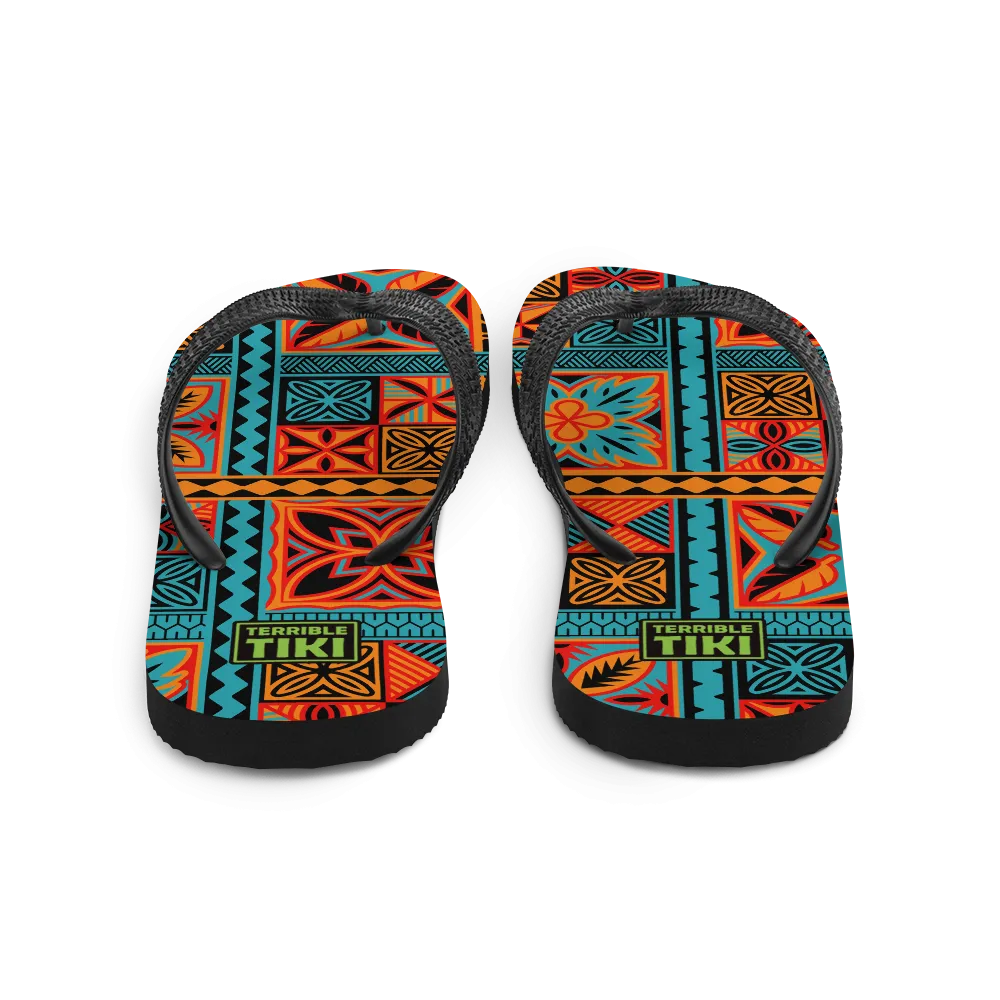 Beach Tiki Squares Flip-Flops