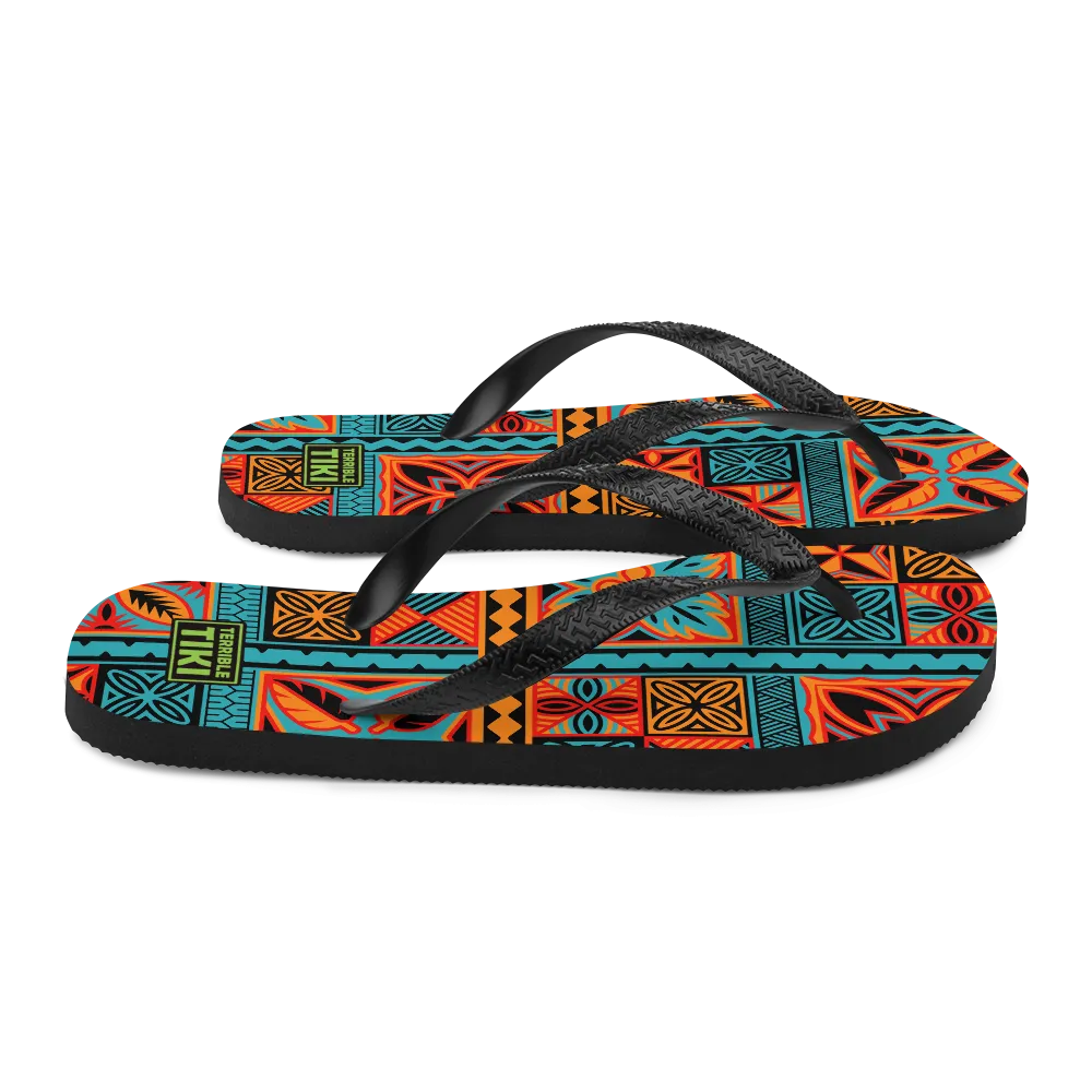 Beach Tiki Squares Flip-Flops
