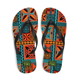 Beach Tiki Squares Flip-Flops
