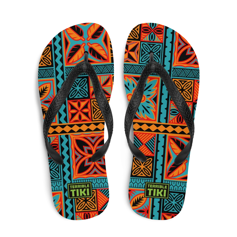 Beach Tiki Squares Flip-Flops