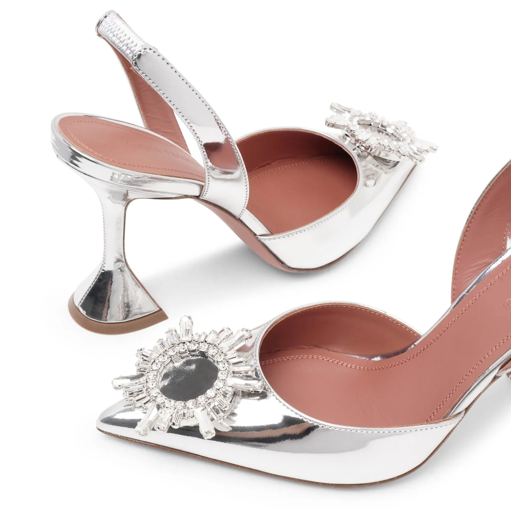 Begum sling 95 silver mirror patent pumps