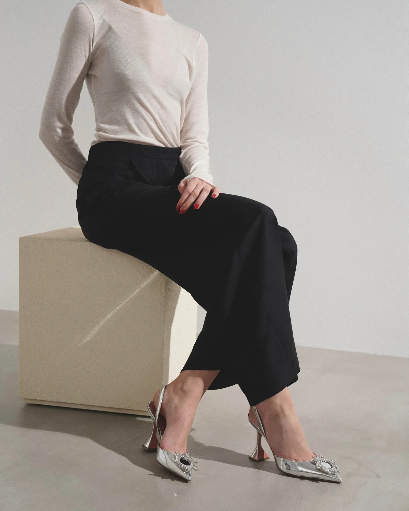Begum sling 95 silver mirror patent pumps