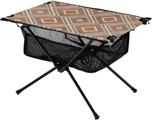 Bolaz Outdoor Folding Portable Picnic Camping Table-Blue Beige Brown Bohemian Figure,Storage Mesh for Camping Gear Accessories, Hiking, Mountaineering, Outdoor Travel