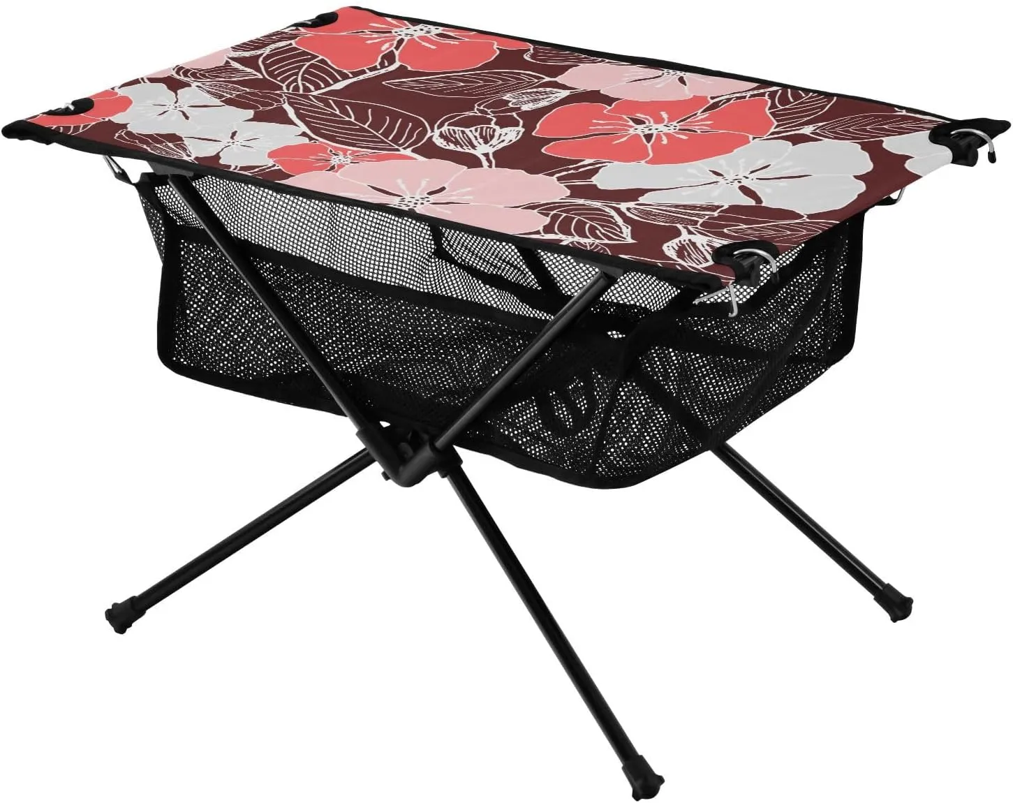 Bolaz Outdoor Folding Portable Picnic Camping Table-Morning Glory Red,Storage Mesh for Camping Gear Accessories, Hiking, Mountaineering, Outdoor Travel