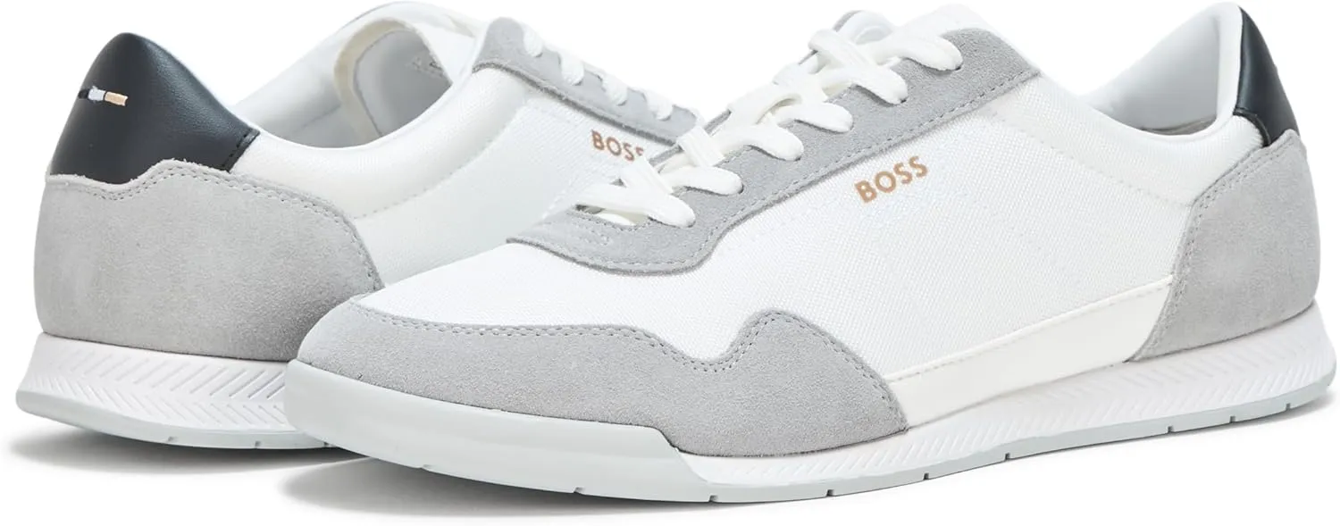 BOSS Men's Titanium Low Profile Leather Sneaker