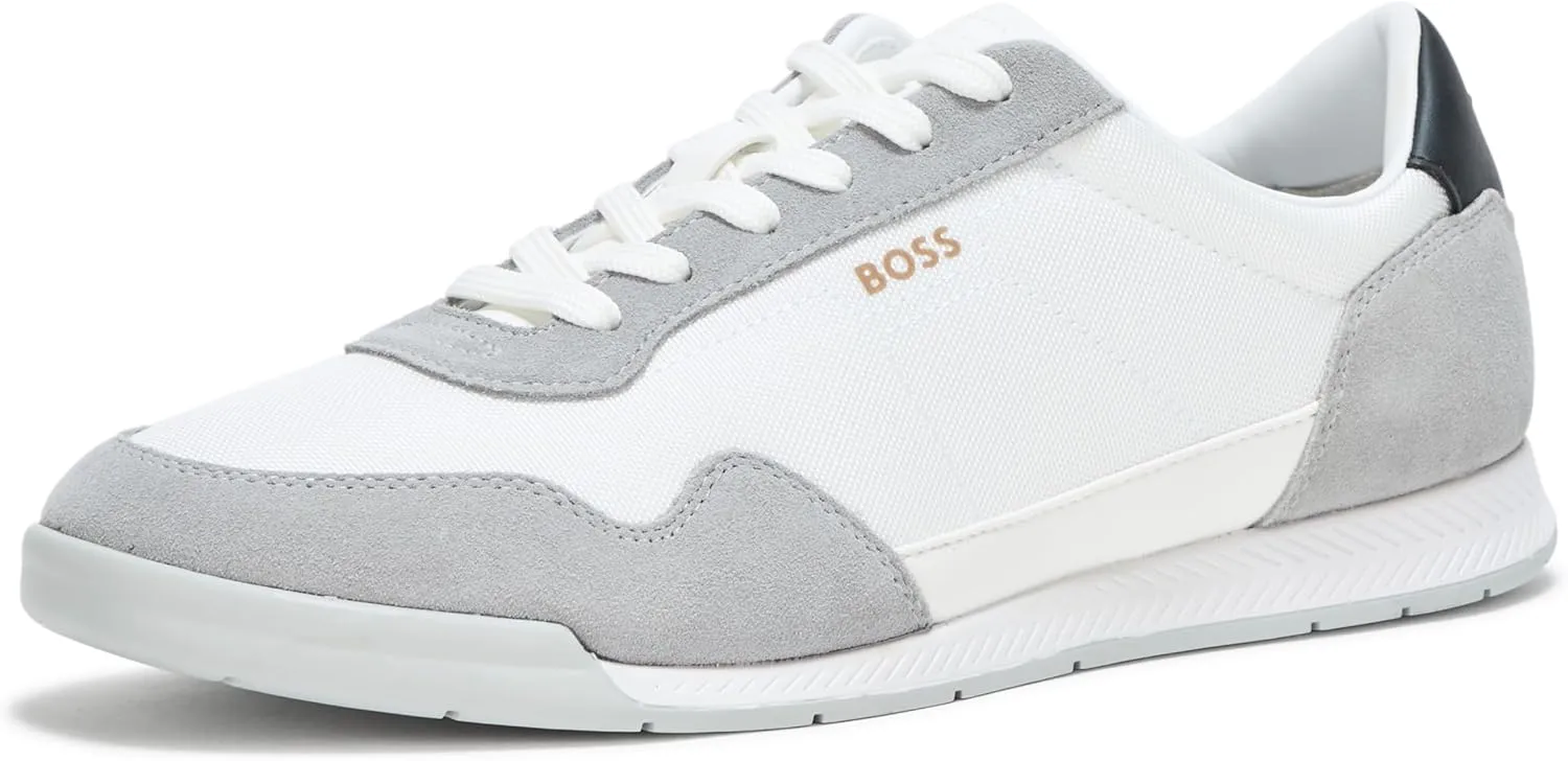 BOSS Men's Titanium Low Profile Leather Sneaker