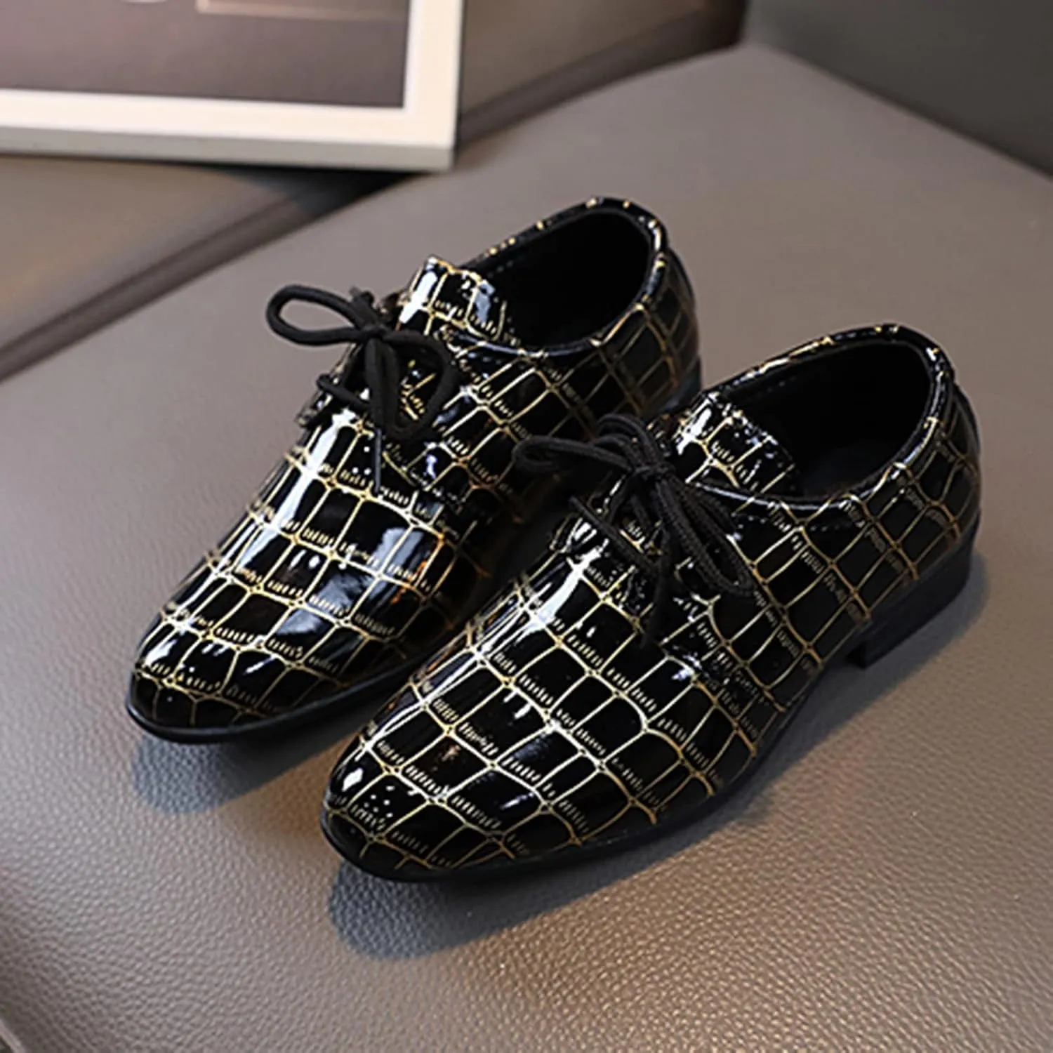 Boys Pointed Toe Dress Shoes Boy’s Dress Oxford Formal Shoes Toddler Lace Up Loafer Wedding Shoes Boys Leather Shoes