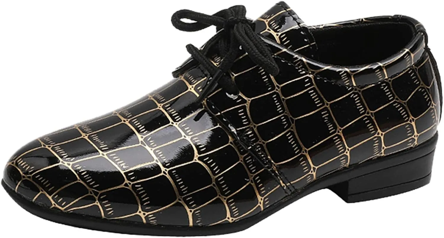 Boys Pointed Toe Dress Shoes Boy’s Dress Oxford Formal Shoes Toddler Lace Up Loafer Wedding Shoes Boys Leather Shoes
