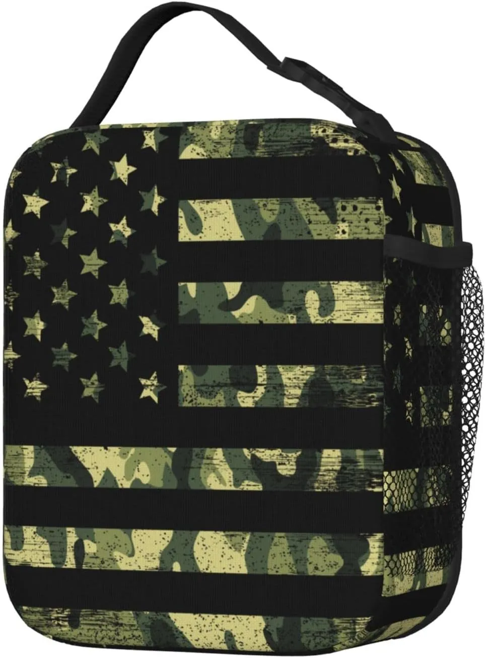 Camouflage American Flag Lunch Box - Camo Insulated Lunch Bags for Women/Men/Girls/Boys Detachable Handle Lunchbox Meal Tote Bag