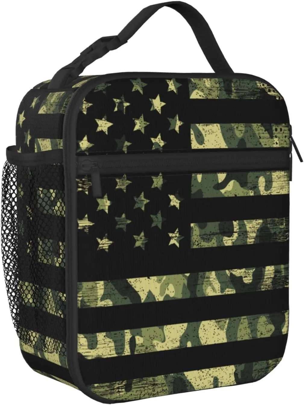 Camouflage American Flag Lunch Box - Camo Insulated Lunch Bags for Women/Men/Girls/Boys Detachable Handle Lunchbox Meal Tote Bag