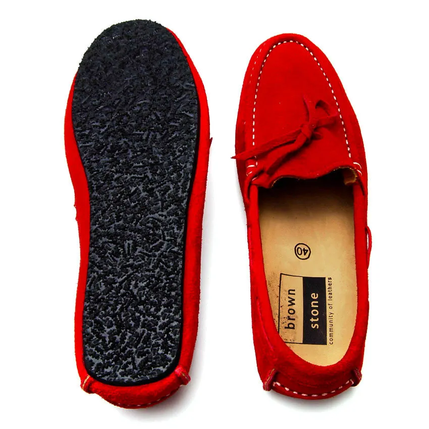 Casualist Lace Leather Loafer Suede Ruby Red