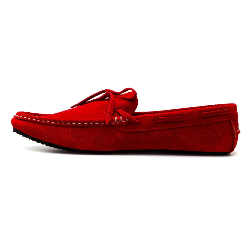 Casualist Lace Leather Loafer Suede Ruby Red
