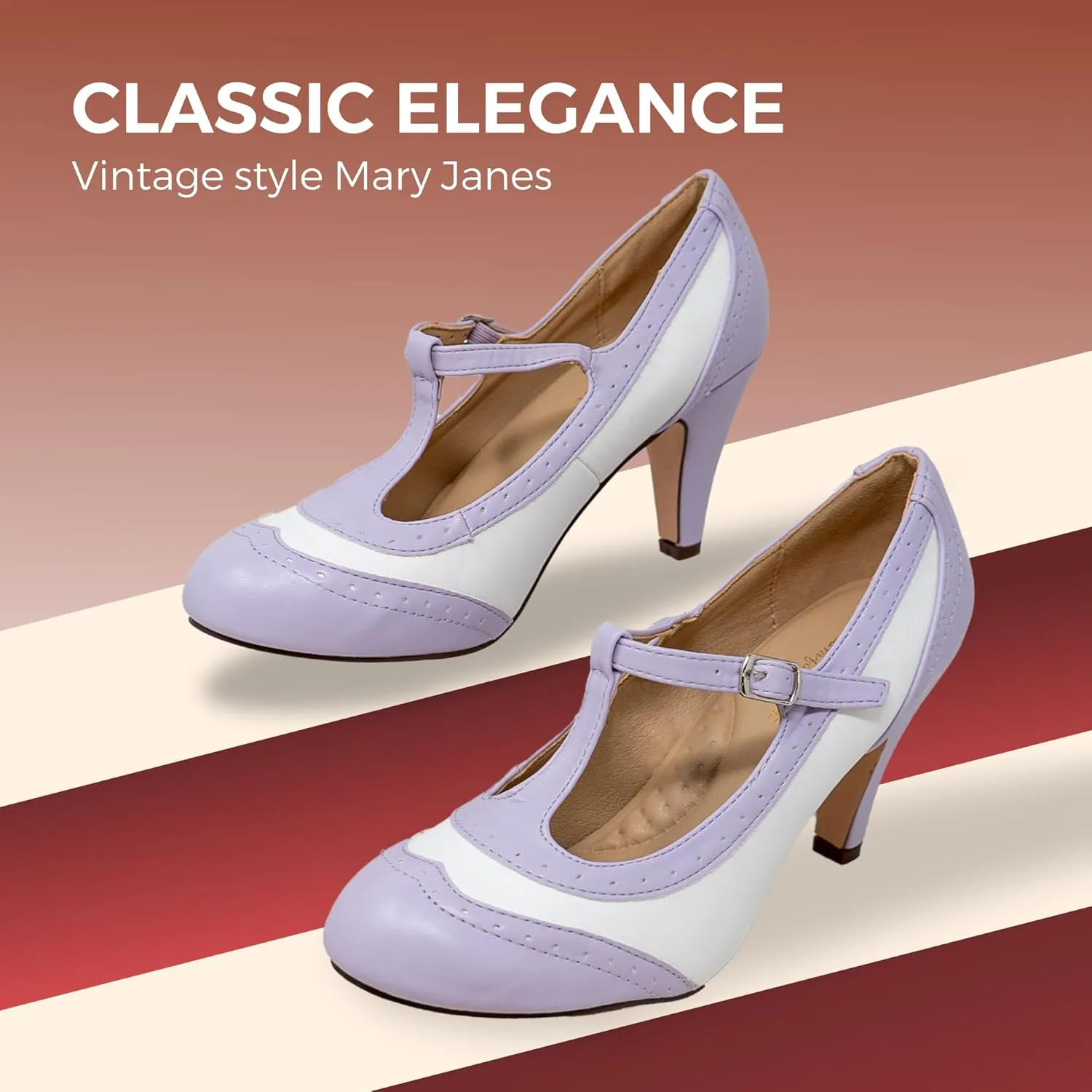 Chase & Chloe Lace-Up Vintage Cut-Out Women's Heeled Oxford