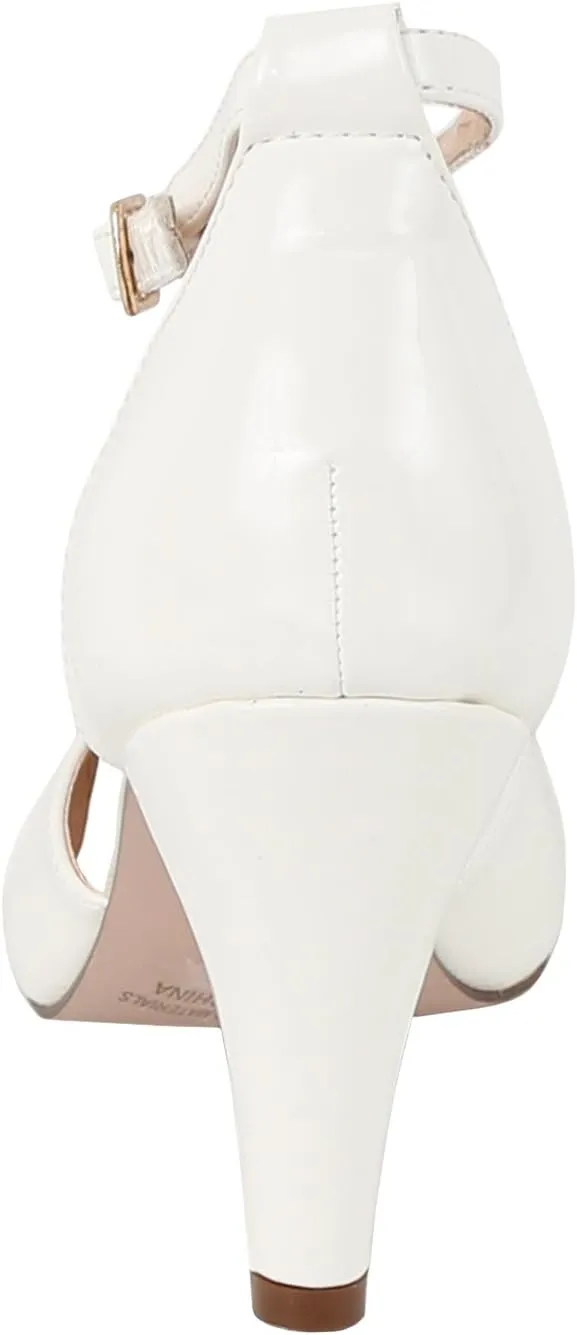 Chase & Chloe New Kimmy-36 Women's Teardrop Cut Out T-Strap Mid Heel Dress Pumps