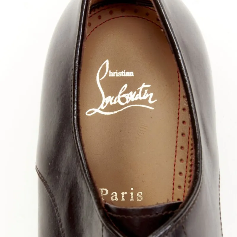 CHRISTIAN LOUBOUTIN Cypriene Flat Vintage brown leather derby loafer EU42