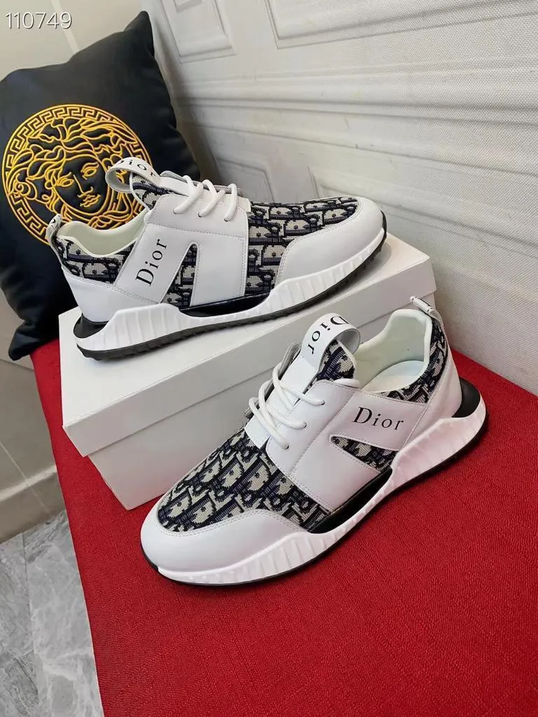 CHRISTION DIOR || Claf Leather Logo Trainer Shoes In White