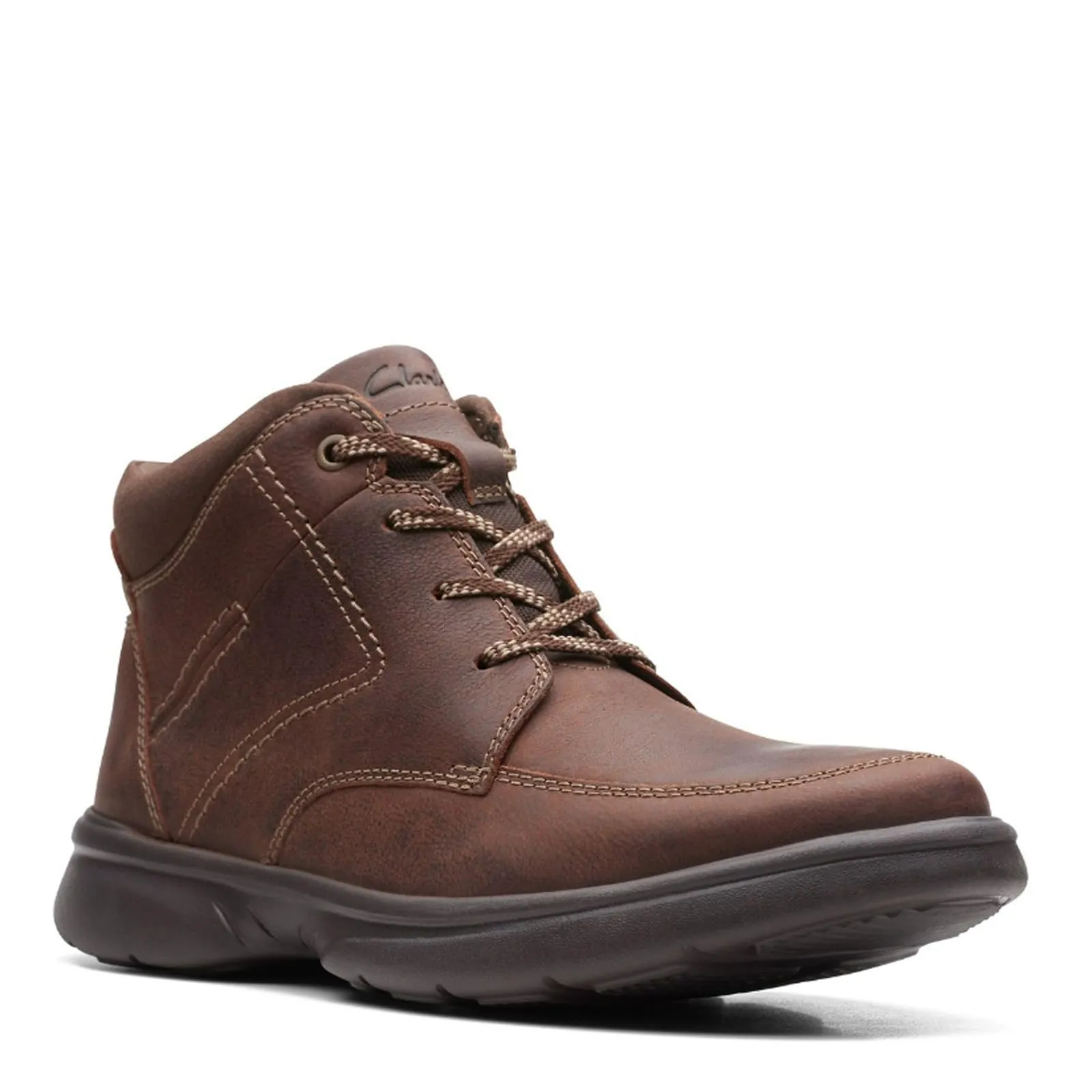 Clarks Men's Bradley Mid Oxford Boot, Brown Tumbled Leather, 10.5