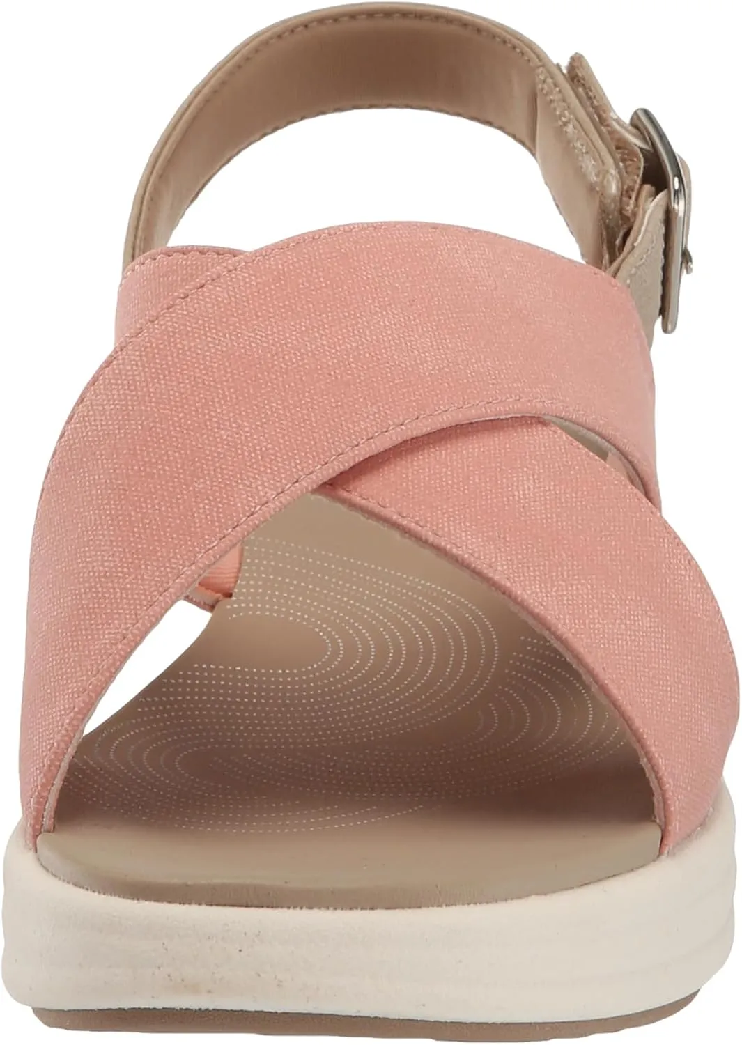 Clarks Women's Drift Sun Wedge Sandal, Peach Synthetic, 9